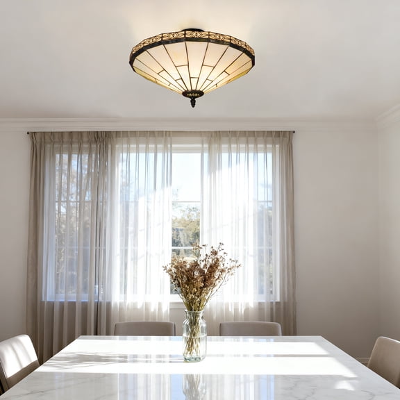 AFANQI 16-inch retro European-style chandelier, a retro polygonal semi-ceiling light, suitable for lighting in the dining room, bedroom and living room.