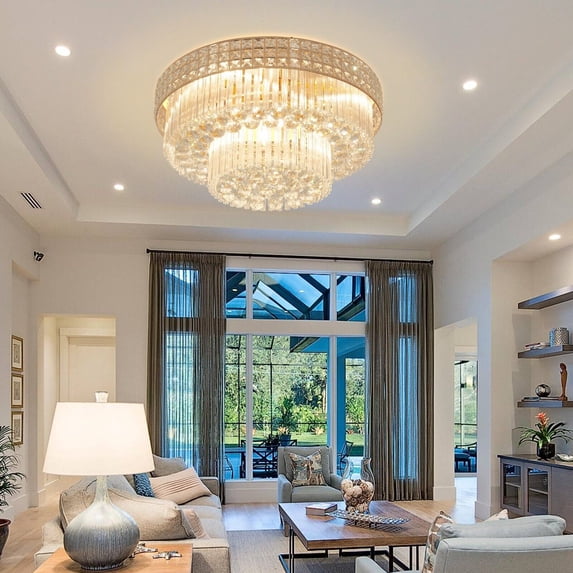 AFANQI 23.6" Modern Remote ControlledK9 Crystal Chandelier