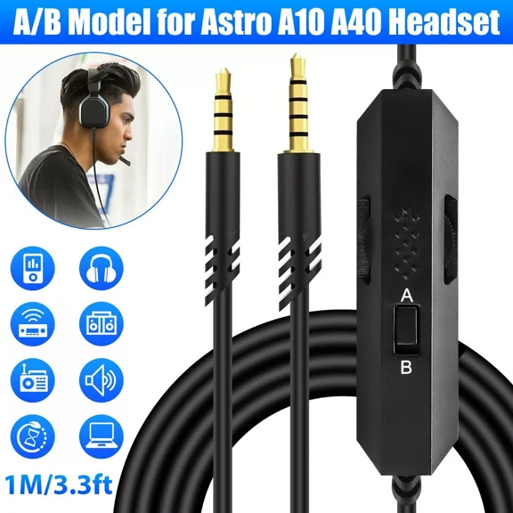 AFANQI 3.5mm Replacement Audio Cable Cord Mic Control for Astro A10 A40 Gaming Headset