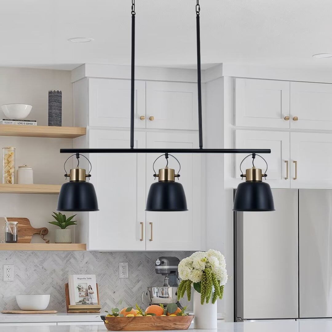 AFANQI 3-Light Bar Pendant for Dining Room Hanging Light Fixture, Black ...