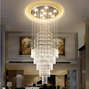 AFANQI 31" Large Chandelier Modern Crystal Raindrop Ceiling Pendant Lights