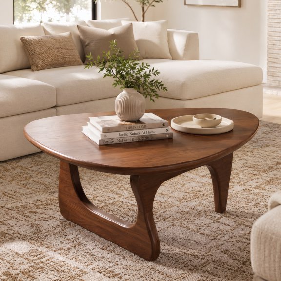 AFANQI 34" Modern Simple Coffee Table Walnut Color Perfect for Living Room Bedroom Home Office