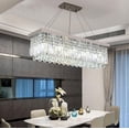 thumbnail image 1 of AFANQI 39 Inch Modern Living Room Rectangular Crystal Chandelier, 5-Light Chrome Suspended Ceiling Lighting Fixture, 1 of 6