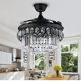 thumbnail image 1 of AFANQI 42" Crystal Ceiling Fan Lamp Retractable Fandelier Remote LED 3-Color Chandelier, 1 of 13
