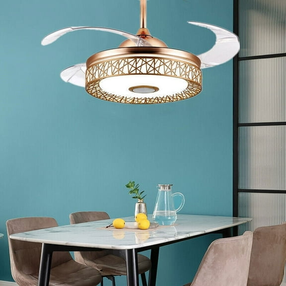 AFANQI 42" Invisible Bluetooth Ceiling Fan Light Music Player LED Fan Chandelier+Remote