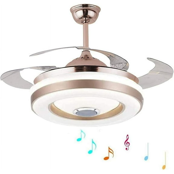 AFANQI 42'' Modern LED Retractable Bluetooth Ceiling Fan with Bluetooth Speaker and Remote