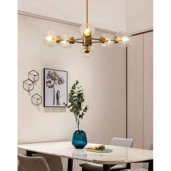 AFANQI 6-Light Modern Chandelier, Sputnik Pedant Light Fixture for Kitchen Living Room Dining Room Bedroom