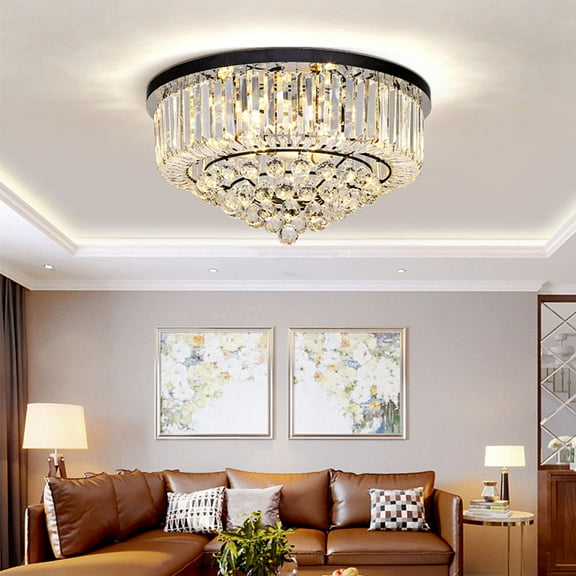 AFANQI 8-Lights Crystal Flush Mount Chandelier Light Fixture with K9 Crystals Modern Ceiling Lights Elegant Pendant Lamp for Bedroom,Hallway,Bar,Living Room,Dining Room