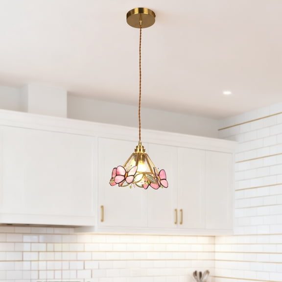 AFANQI 8-inch modern butterfly single-head chandelier, suitable for dining room, bedroom, and living room.