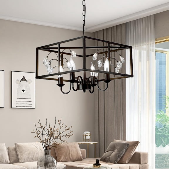 AFANQI Chandelier Ceiling Fixture Metal Farmhouse Pendant Lamp Island Light Kitchen Home