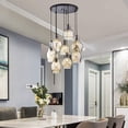 thumbnail image 1 of AFANQI Cognac Glass Cluster Pendant Ceiling Fixture Lamp 8 Light Round Top, 1 of 14
