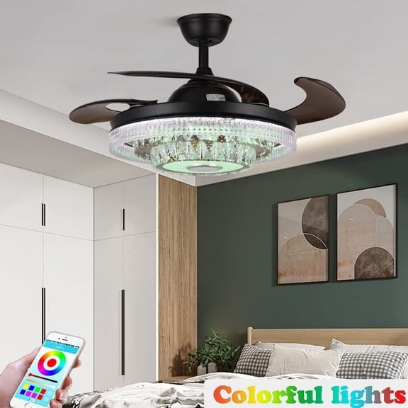 AFANQI Modern Retractable Ceiling Fan with Lights and Remote Control