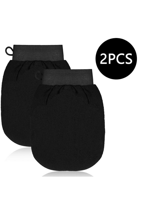 2 Pack Exfoliating Gloves,Skin Scrubber for Body Shower,Black