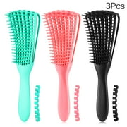 AFANSO 3 Pack Detangling Brush, Detangler Brush for Afro America Textured 3a to 4c Kinky Wavy, Curly, Coily, Wet/Dry Hair, Easy to Clean Pink/Blue/Black