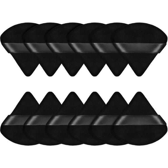 AFANSO Face Triangle Makeup Puff, Powder Puff for Loose Powder Black,12 Pcs
