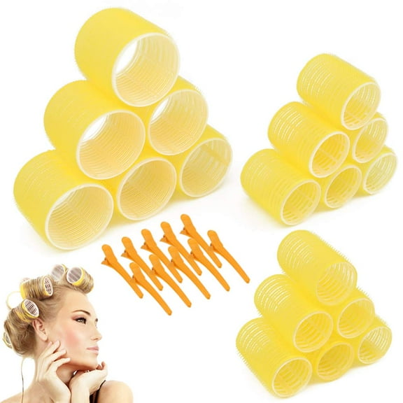 AFANSO Jumbo Size Hair Roller sets, Self Grip, Salon Hair Dressing Curlers, 3 Inch Hair Curlers, 3 Size 18 Packs (6XJUMBO+6XLARGE+6XMEDUIEM)