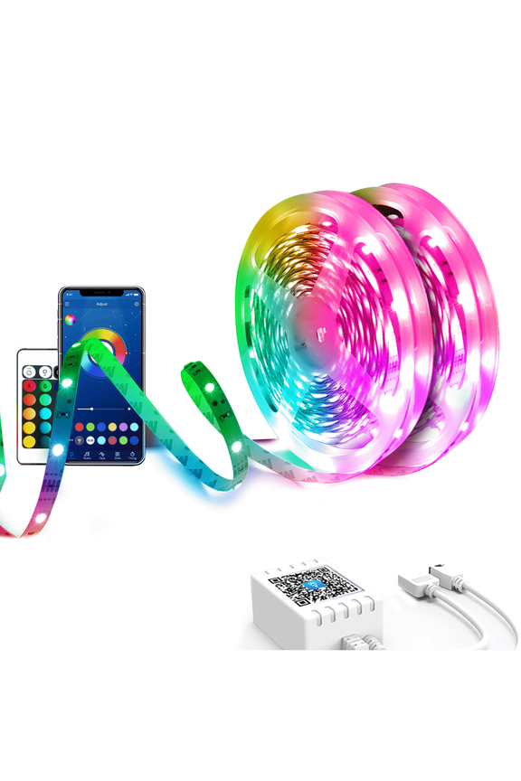 Led Strip Lights For Bedroom 65.6ft with App Control Remote Music Led Strip Fairy Lights 5050 RGB 12 Volts 2 Rolls of 32.8ft