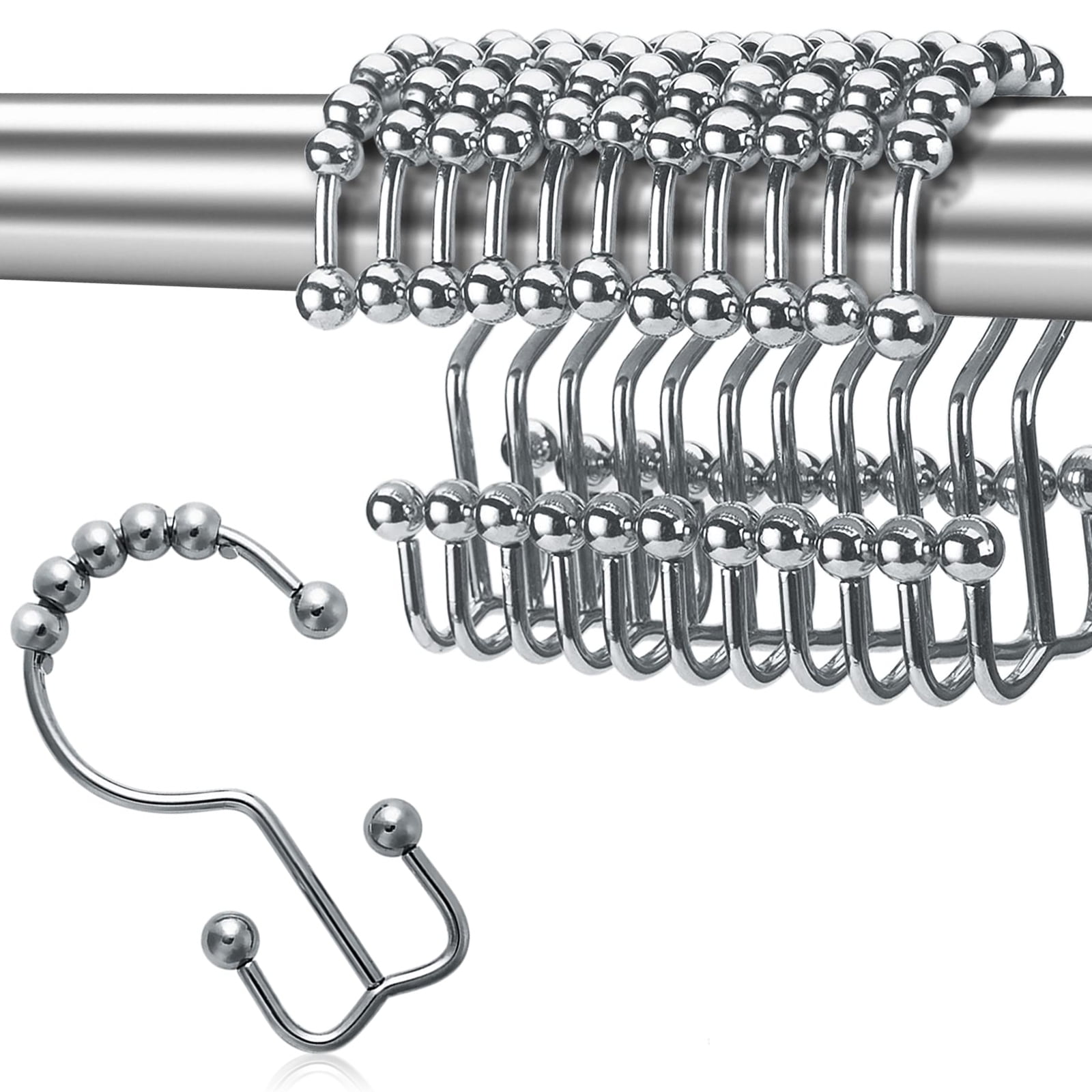 AFANSO Shower Curtain Hooks,Rollerball Shower Hook Set of 12,Bronze