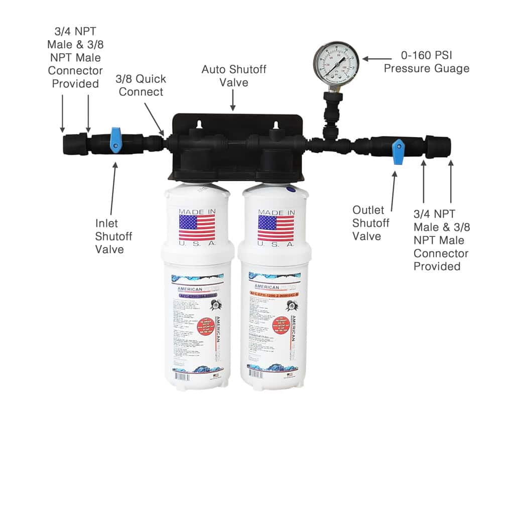 AFC® #AFC-2S-18S Double / Twin Filter Food Service / Ice Machine Water Filter System - 2 Filters