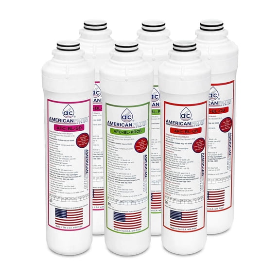 AFC® #AFC-BL-2YR-6PK, Compatible with Brondell® UF35 Coral UC300 Three-Stage Undercounter Water Filtration System Replacement Filters- 2 Years Pack