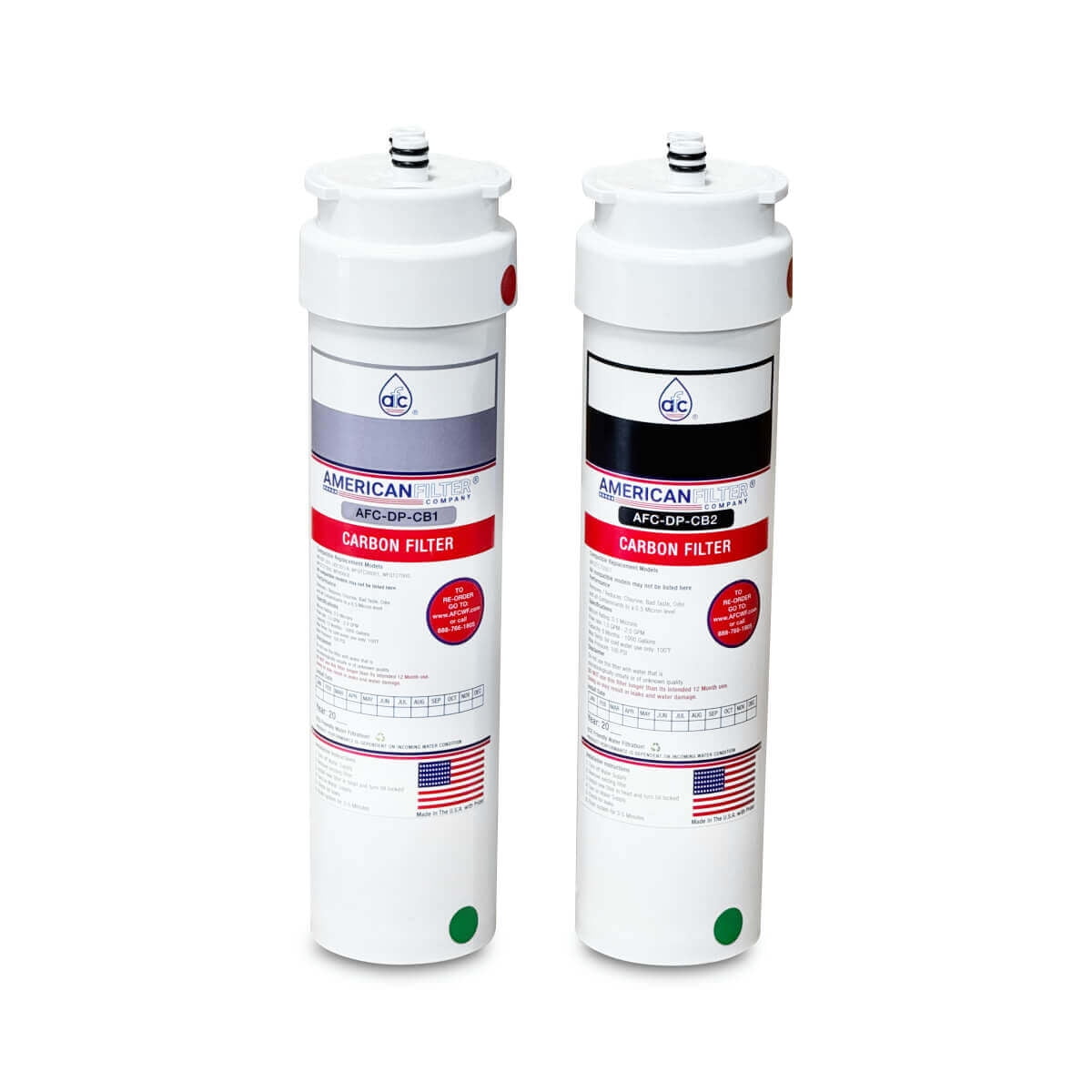AFC® #AFC-DP-CB1-CB2, Compatible with Dupont® WFQT273005 Water Filter System set of WFQTC30001 and WFQTC70001 - 6 Month Pack
