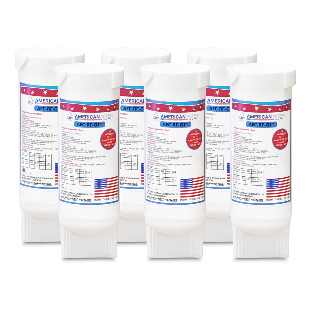 AFC® #AFC-RF-G11, Compatible with GE® XWF Refrigerator Water Filter -Made in U.S.A. - 6 Filters