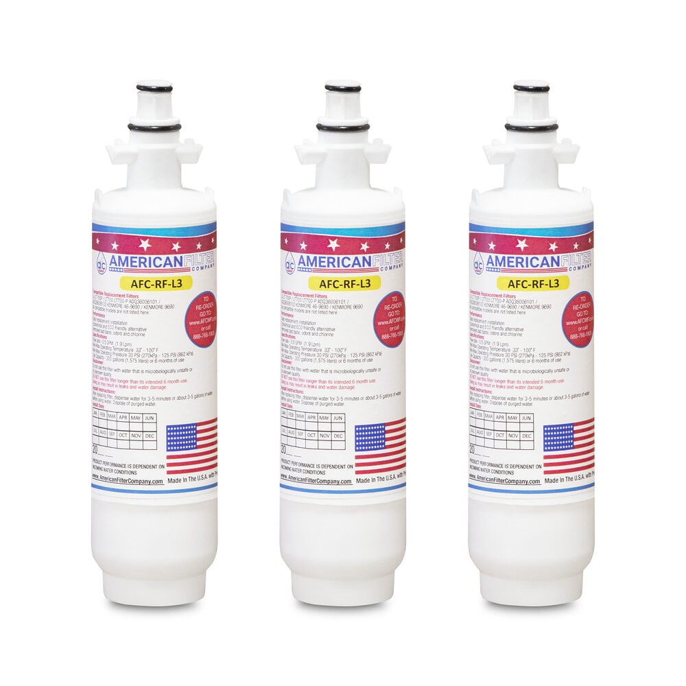 AFC® #AFC-RF-L3, Compatible with LG® LT-700P Refrigerator Water Filter -Made in U.S.A. - 3 Filters