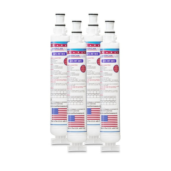 AFC® #AFC-RF-W3, Compatible with Whirlpool® ET1FHTXMB03 Refrigerator Water Filter -Made in U.S.A. - 4 Filters
