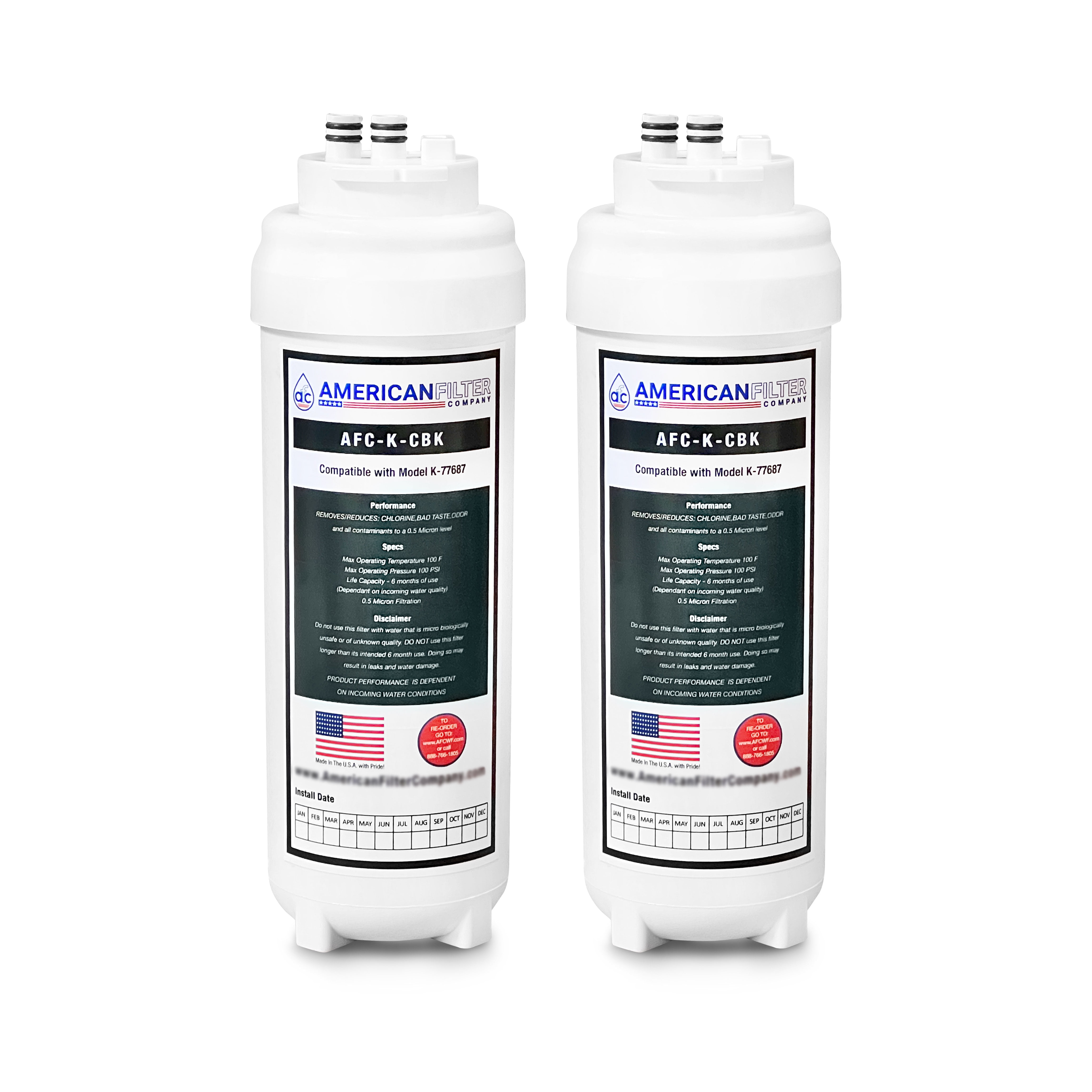 AFC Black Under Sink Replacement Water Filter 2-Pack