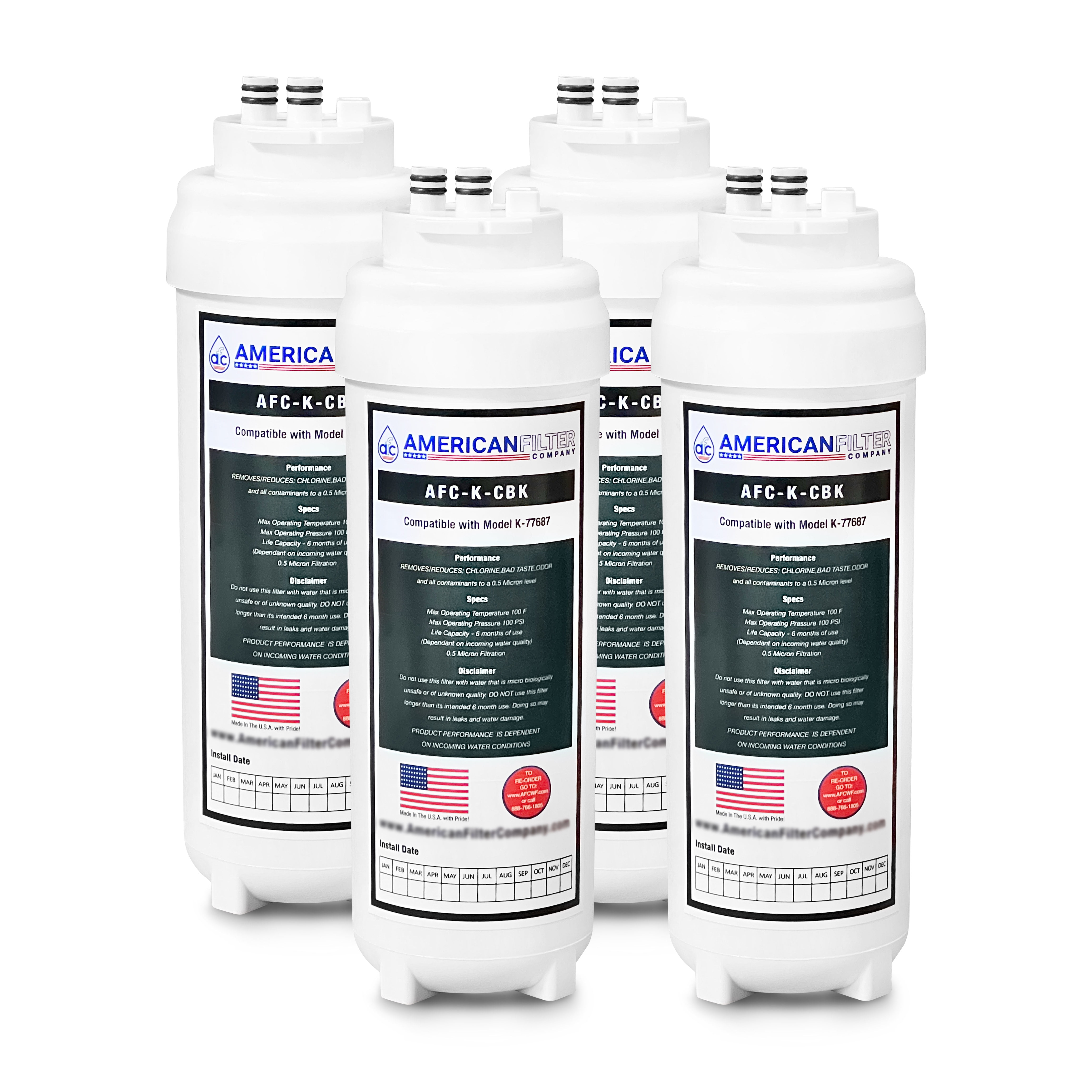 AFC 4-Pack White Water Filter Cartridges for Kohler K-77687