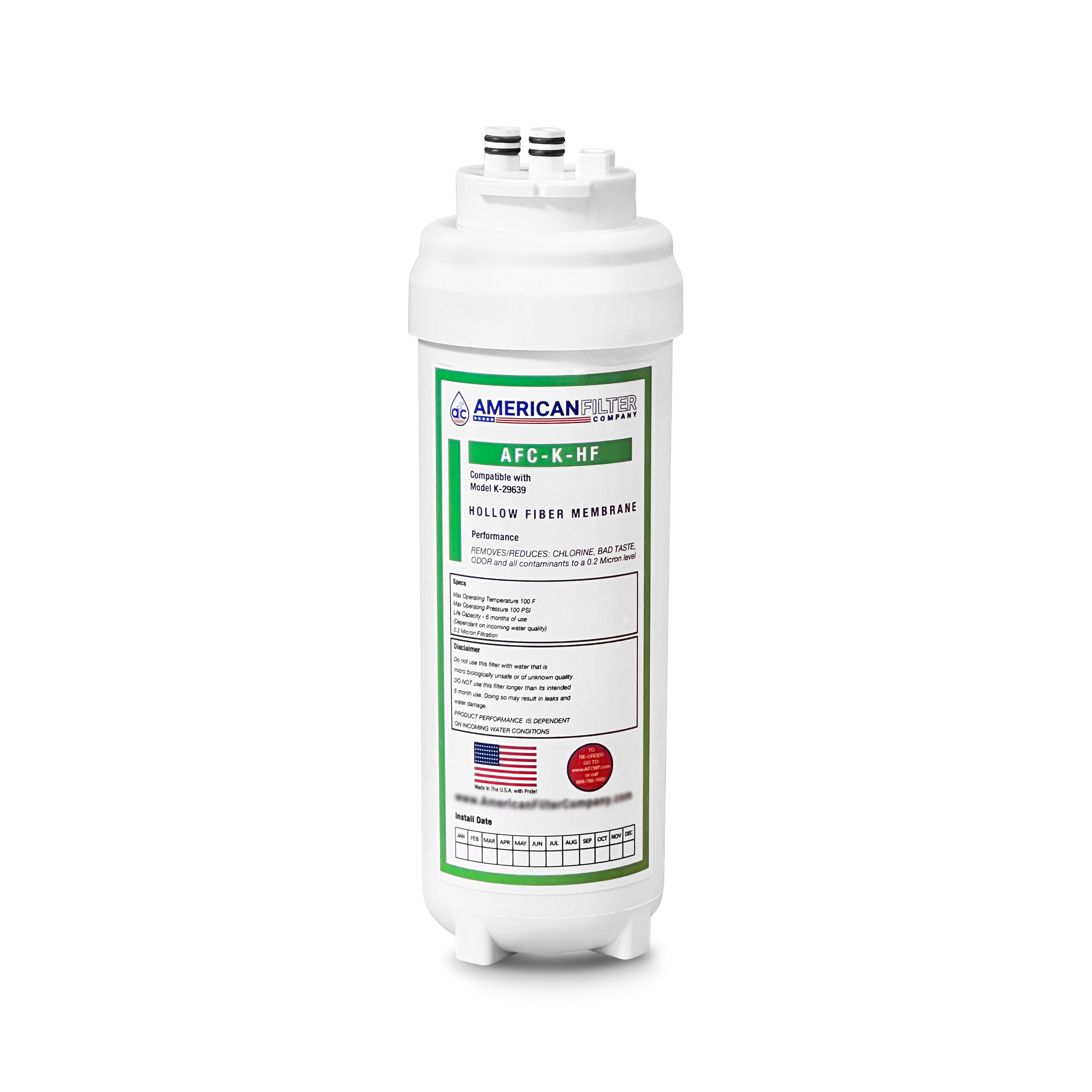 AFC-K-HF Under Sink Replacement Water Filter in Black Finish