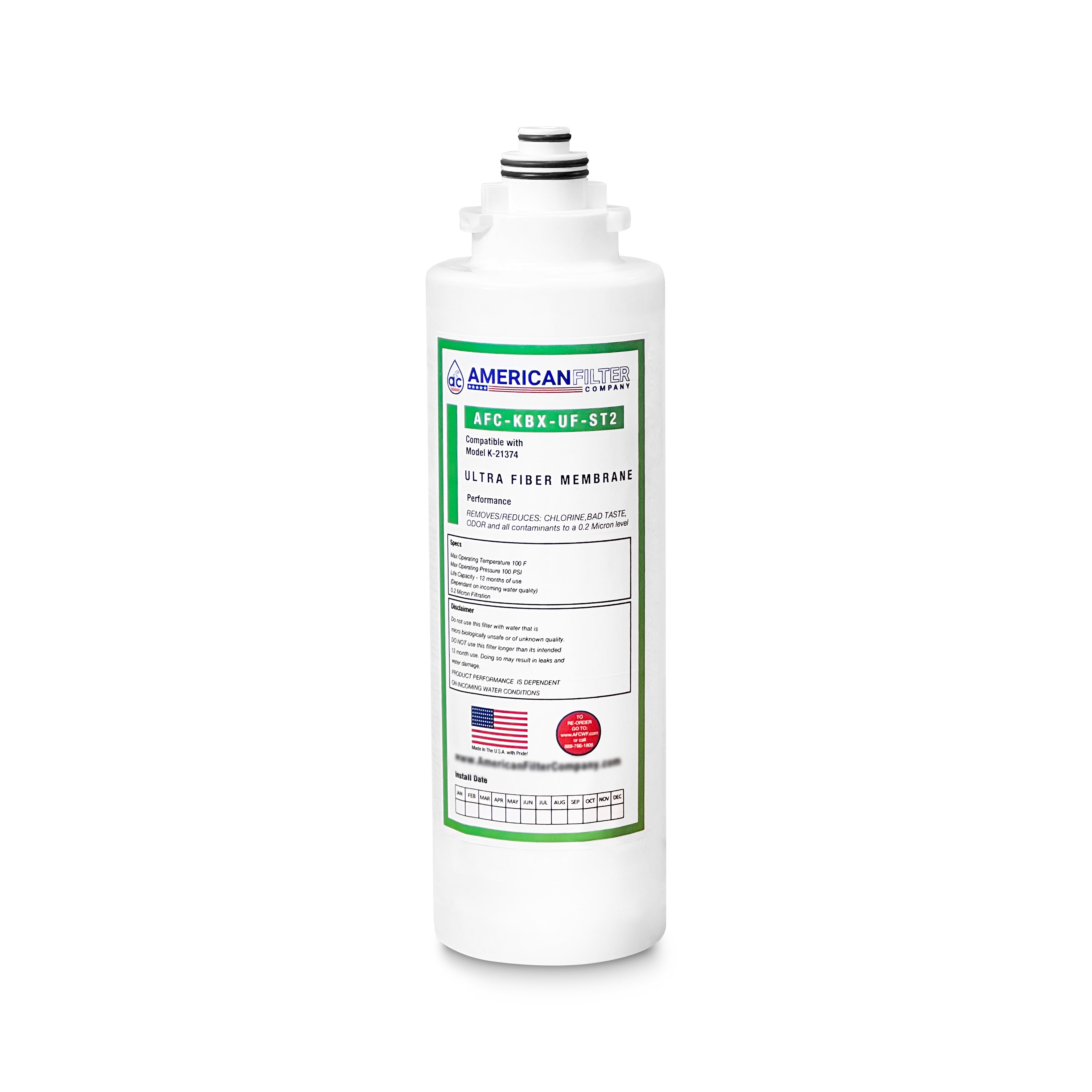 Green Under Sink Replacement Water Filter for Chlorine Removal