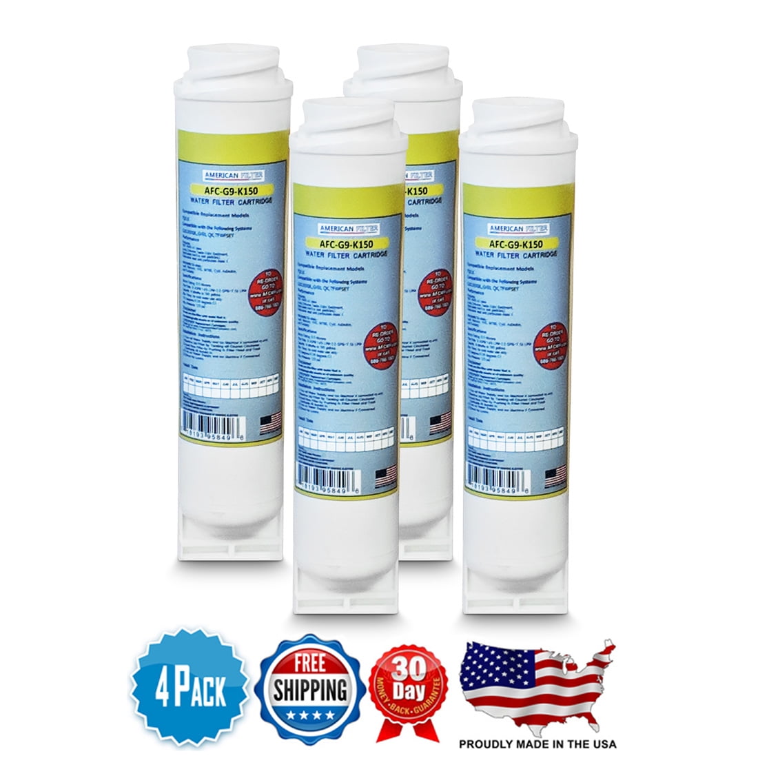 American Filter Company 4-Pack Water Filters Compatible with GE FQK1K