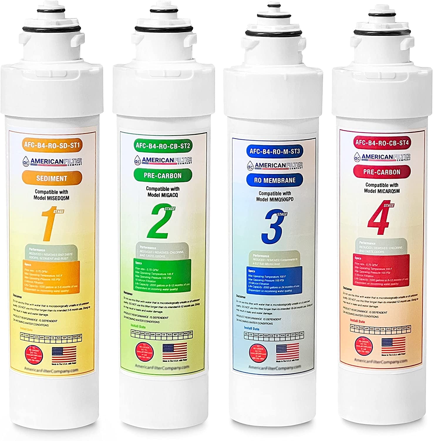 4-Pack Under Sink Replacement Water Filters for Brio Systems