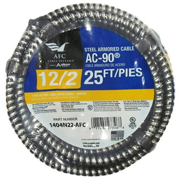 AFC Cable Systems 1404N22-AFC 25 ft. 12-2 ACT Armored Cable- Steel Jacket