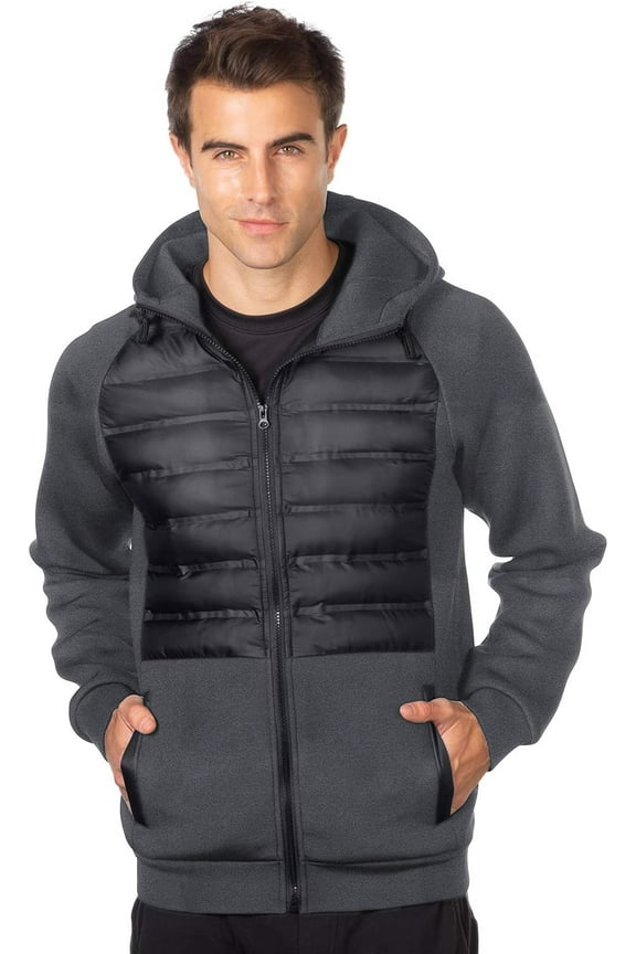 AFC Men's Active Fleece Quilted Puffer Jacket Hooded Soft Shell Coat 2X 3X 4X