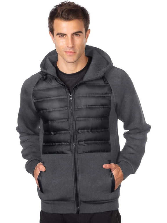 AFC Men's Active Fleece Quilted Puffer Jacket Hooded Soft Shell Coat 2X 3X 4X