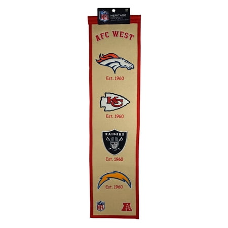 AFC West Division- High Quality Embroidered Vertical Hanging Banner - Broncos Chargers Chiefs Raiders