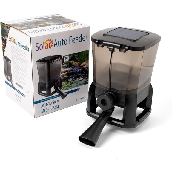 AFD-10 Solar Automatic Pond Fish Feeder Pellet Dispenser, 10-Liter