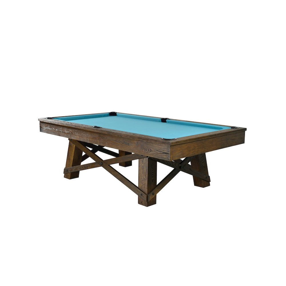 8ft Sage Brown Ash Wood Slate Top Pool Table with Genuine Leather Pockets