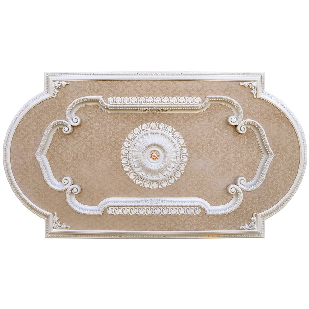 Blanco 94'' White and Beige Polystyrene Rectangular Ceiling Medallion