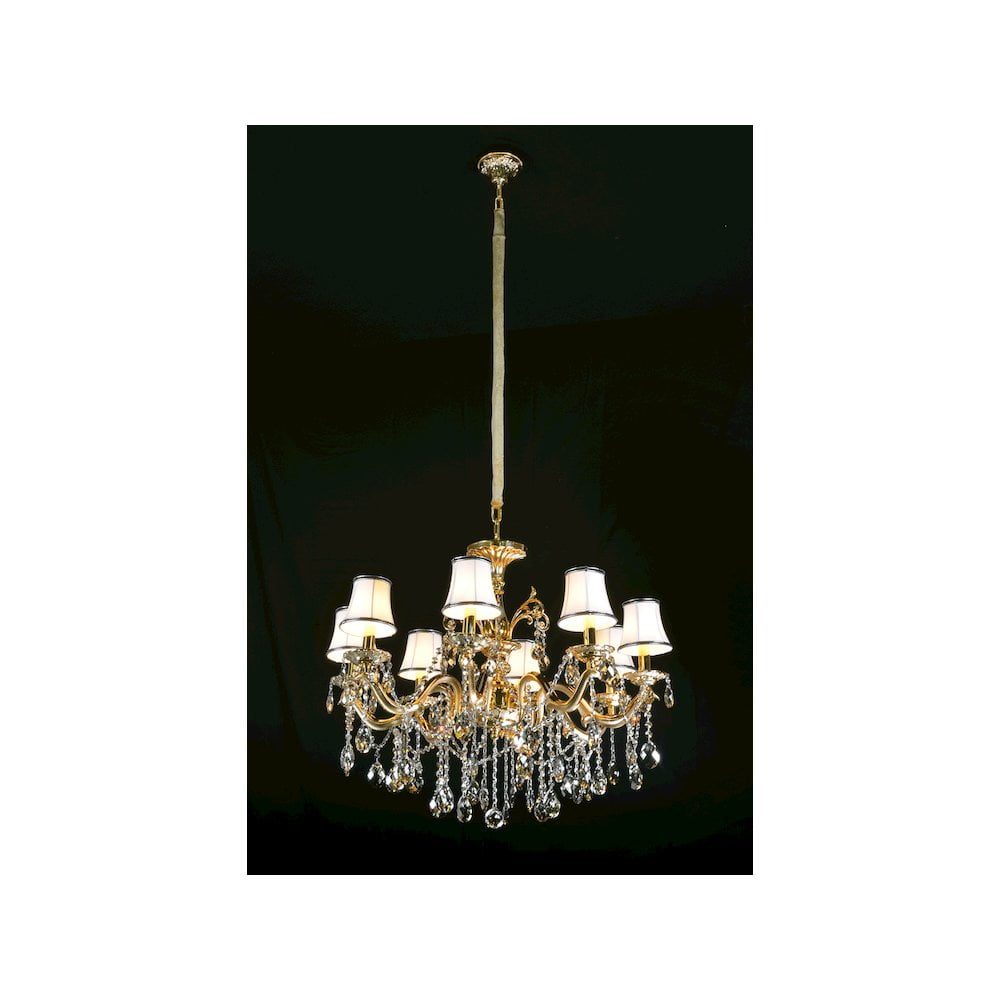 Elegant Gold and Crystal 12-Light Empire Chandelier