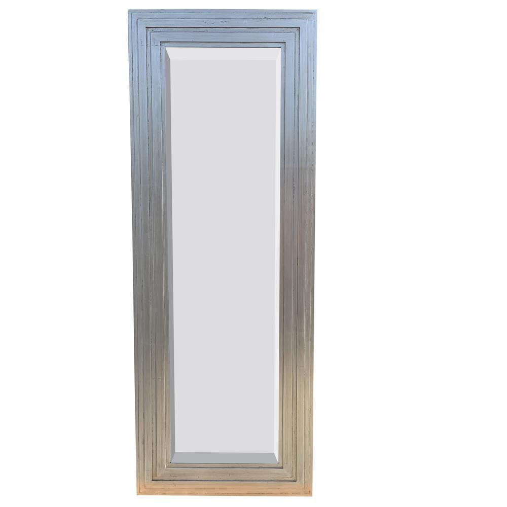 Silver Full Length Wood Framed Cheval Mirror