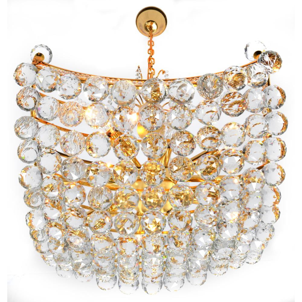 Luxurious Gold Crystal Orb Basket Chandelier