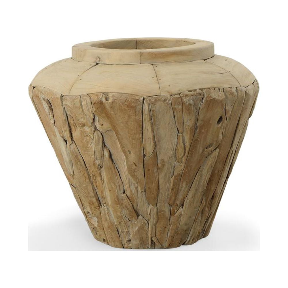 Farmhouse Natural Teak Decorative Table Vase