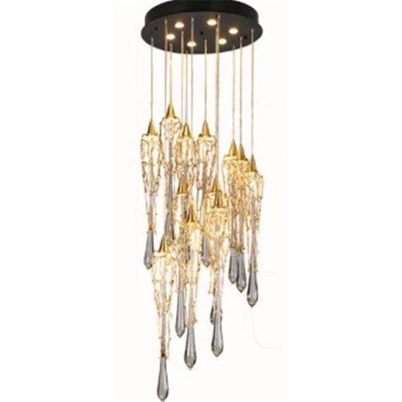 AFD Home 12008537 Brass & Glass Drizzling Droplet Chandelier, Gold