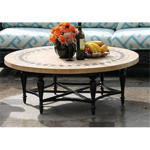 AFD Home 12011532 Astoria Round Tile Outdoor Coffee Table, Multicolor - 17 x 49 x 49 in.