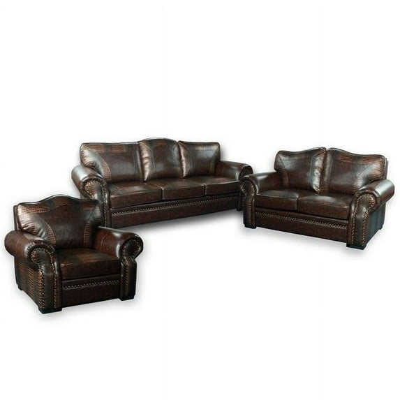 AFD Home 12013140 Botswana Croc & Leather Two Tone Sofa Set, Set of 3