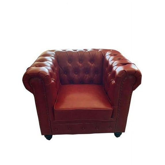 AFD Home 12014093 Classic Chesterfield Chair - Red - 43 x 37 x 31 in.