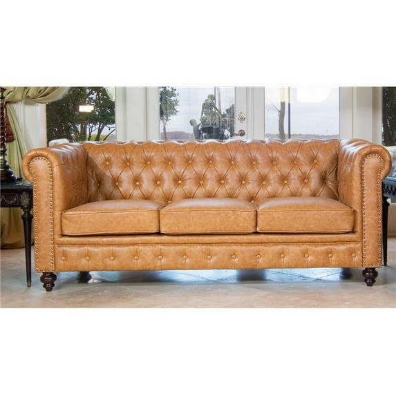 AFD Home 12014095 Classic Chesterfield Sofa - Tan - 87 x 37 x 31 in.